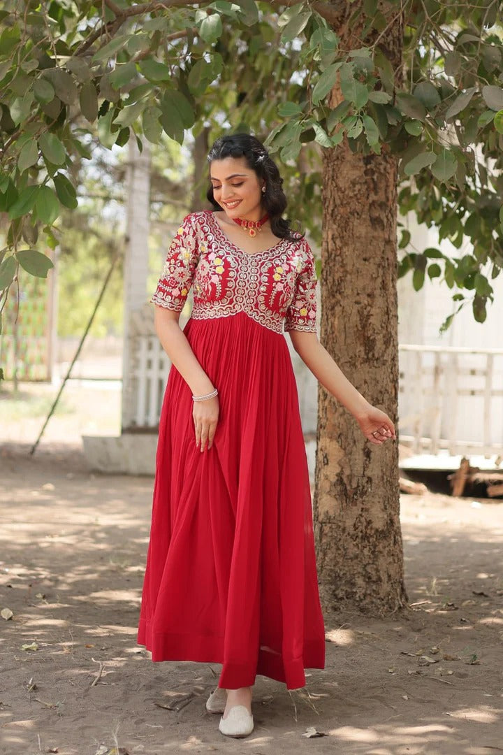 Designer Readymade Gown Red