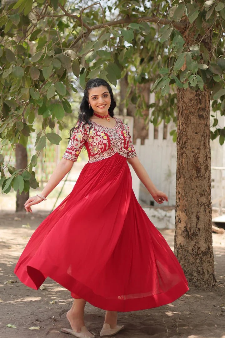 Designer Readymade Gown Red