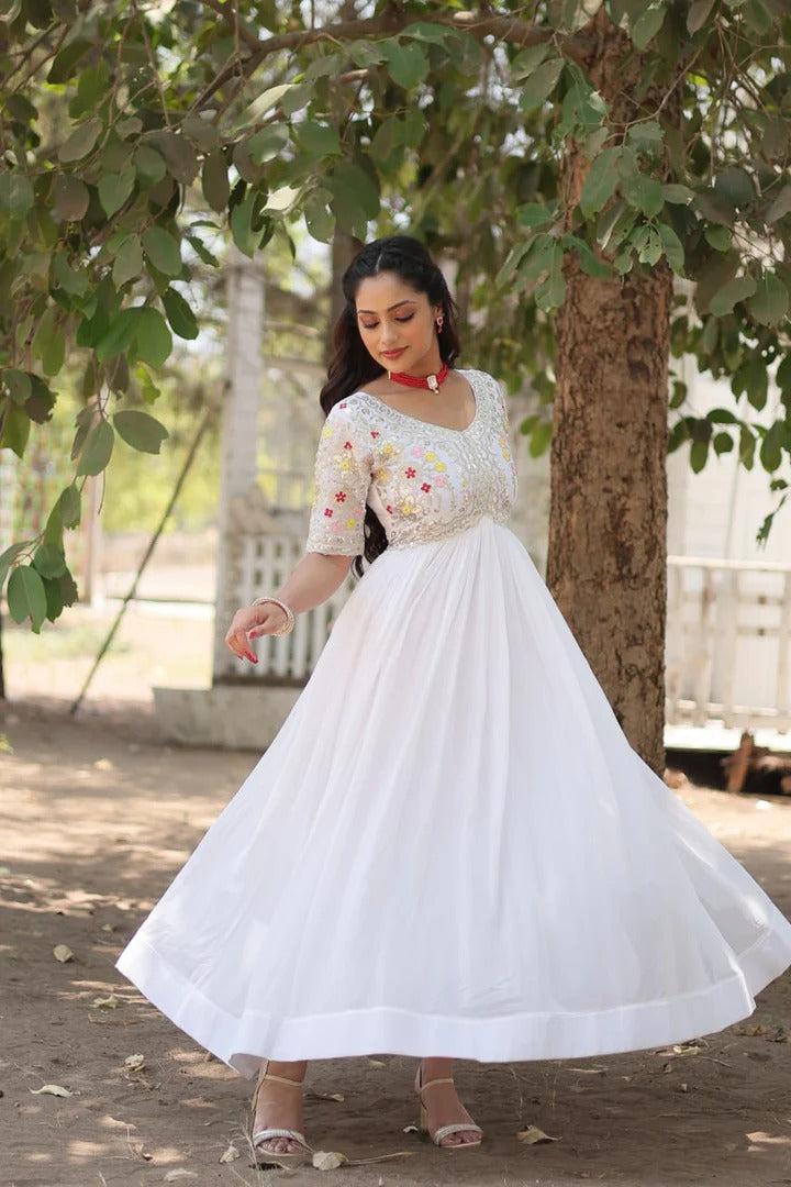 Designer Readymade Gown White